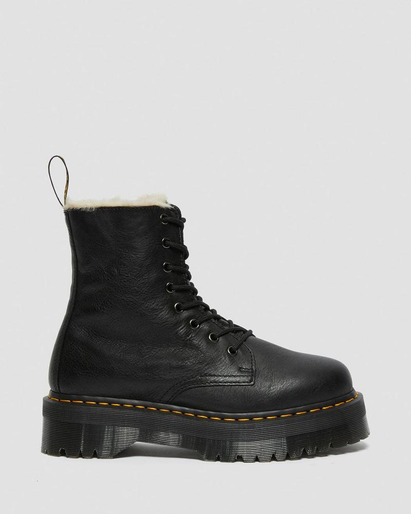 Dr Martens Jadon Læder Faux Fur Forede Platform Platform Støvler Herre Sort | DK 554TCE